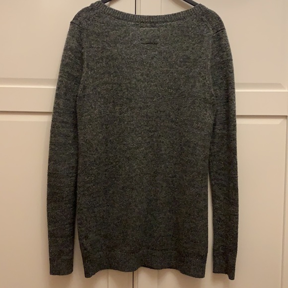 Dark Grey Knitted V-Neck Sweater - Picture 3 of 3